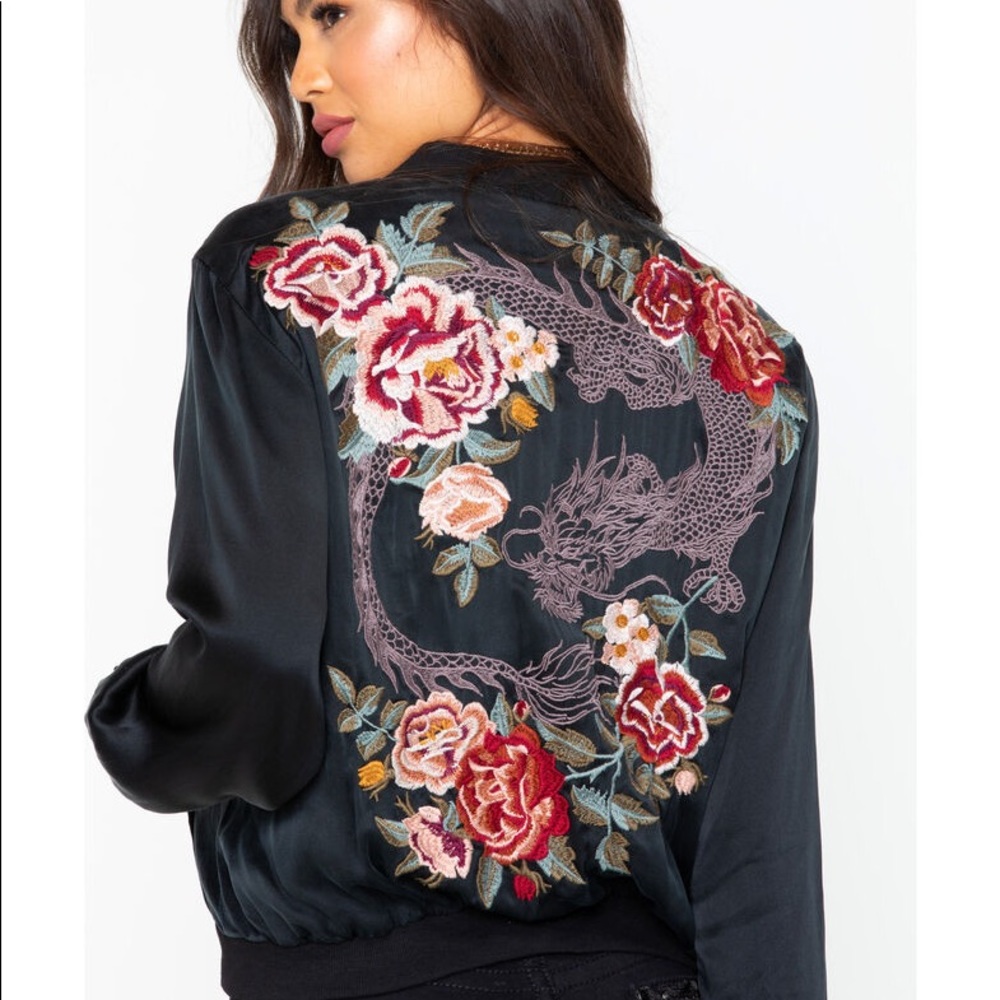 Johnny Was Silk Bomber Jacket